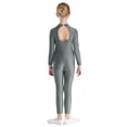 thumbnail image 3 of TiaoBug Kids Girls Shiny Rhinestone Gymnastics Leotard Hollow Back Long Sleeve Figure Skating Jumpsuit Gray 12, 3 of 7