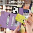 thumbnail image 6 of SaniMore for iPhone 14 6.1" 2022 Back Case with Zipper Card Pokcet Flip Wallet/Kickstand Shock Absorption Anti-fall Retro PU Leather Wear-resistant Shell For iPhone 14, Purple, 6 of 9