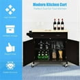 thumbnail image 3 of Pemberly Row MDF Pine & Rubber Wood Rolling Kitchen Island Cart in Brown Finish, 3 of 12