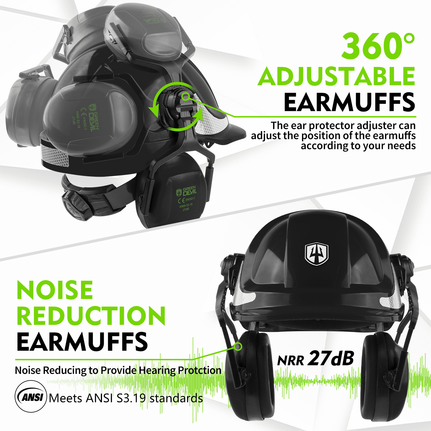 GREEN DEVIL Chainsaw Safety Protective Helmet Forestry Helmet with Build-in Visor Mesh Face Shield Ear Muffs 4 in 1 Ideal for Arborist Tree Work DIY Outdoor Logging Hard hat