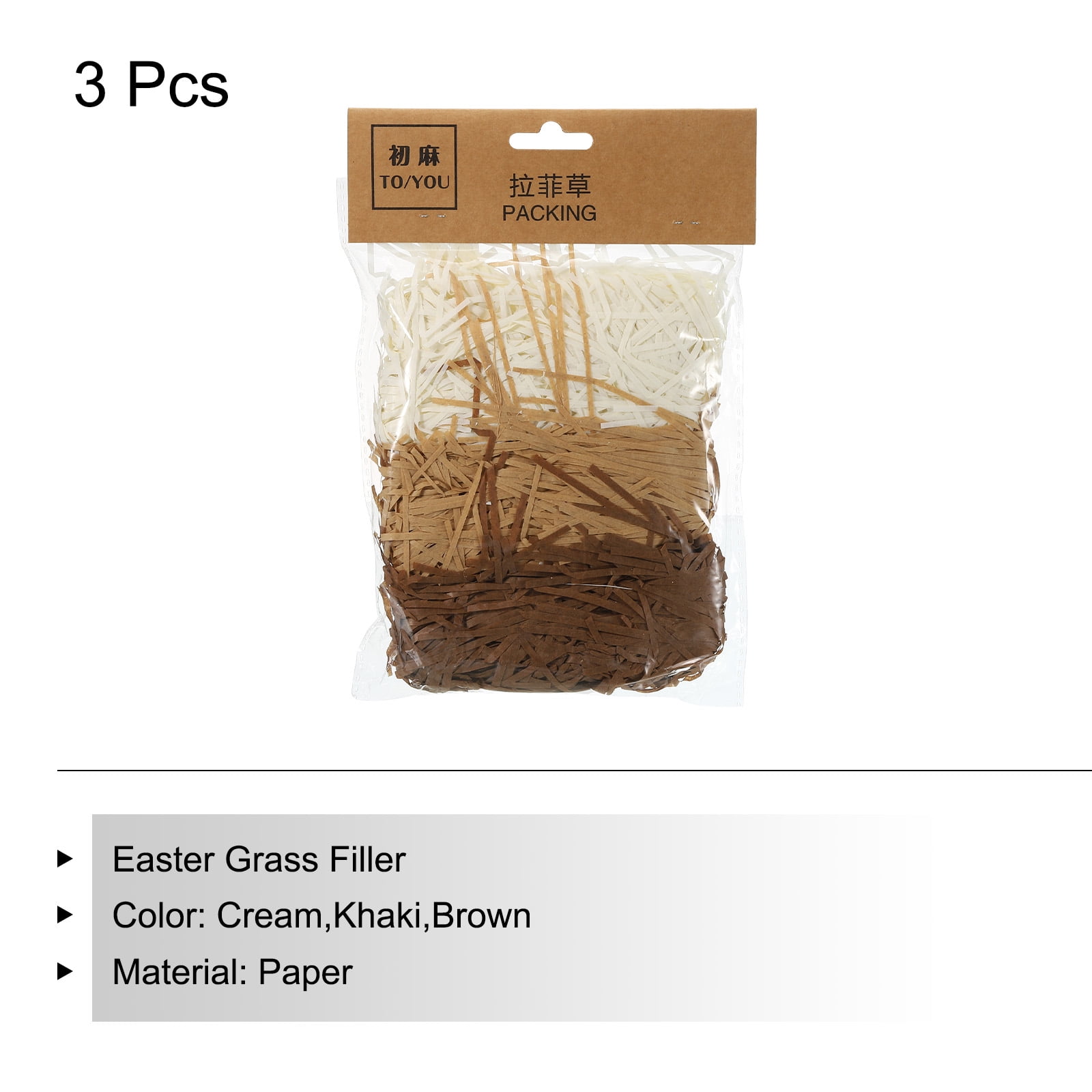 Uxcell Easter Grass Basket Filler Grass 3 Color (Brown,Burgundy,Blue)  Raffia Recyclable Paper for Gift Packaging 3 Pack 