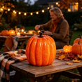 thumbnail image 4 of Large Pumpkin Decoration Artificial Vegetable Model for Autumn Fall Harvest Halloween Thanksgiving, Large Pumpkin for Indoor Outdoor Porch Display,6.7x5.5 Inch, 4 of 4