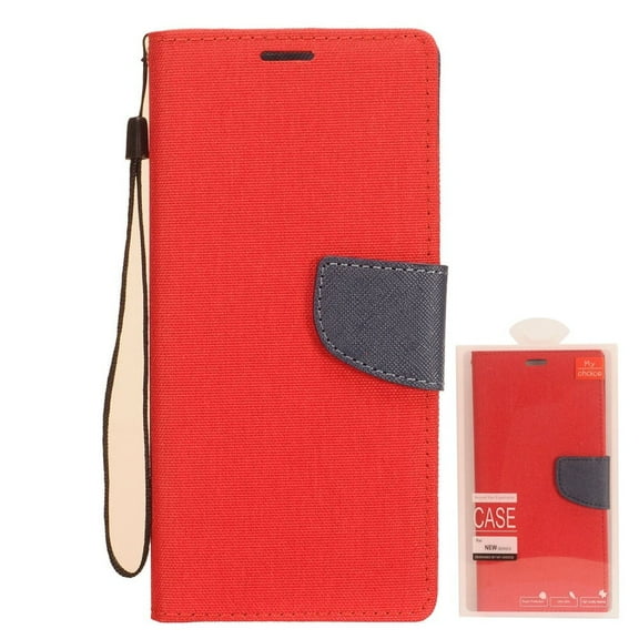 GSA Two-Tone Denim Flip Wallet Case for LG Stylo 6 - Red/Blue