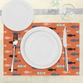 thumbnail image 3 of Ambesonne Orange Place Mats Set of 4, Colorful Fish Shoal, Standard Size, Persian Blue Salmon Teal, 3 of 6