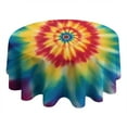 thumbnail image 4 of Rainbow Tie Dye Mandala Pattern Round Tablecloth 60"x60",Wrinkle Wipeable Table Cloth for Kitchen Dining Room Picnic Patio Party, 4 of 6