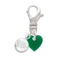 thumbnail image 1 of Delight Jewelry Acrylic 5/16" Green Heart - Silvertone Clip on Charm with Clear Crystal Drop, 1 of 4