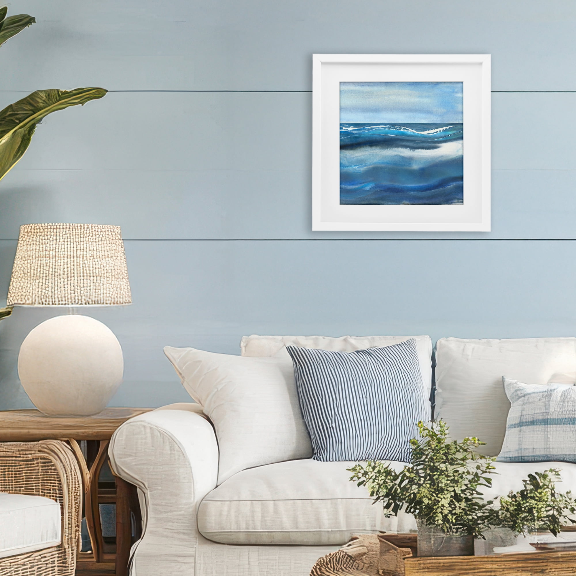 Stupell Industries Calm Expanse of Ocean Waves White Framed Print Under Glass, design by Susan Jill