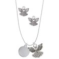thumbnail image 1 of Delight Jewelry Stainless Steel Disc Silver tone Guardian Angel Charm Necklace and Stud Earrings, 1 of 4