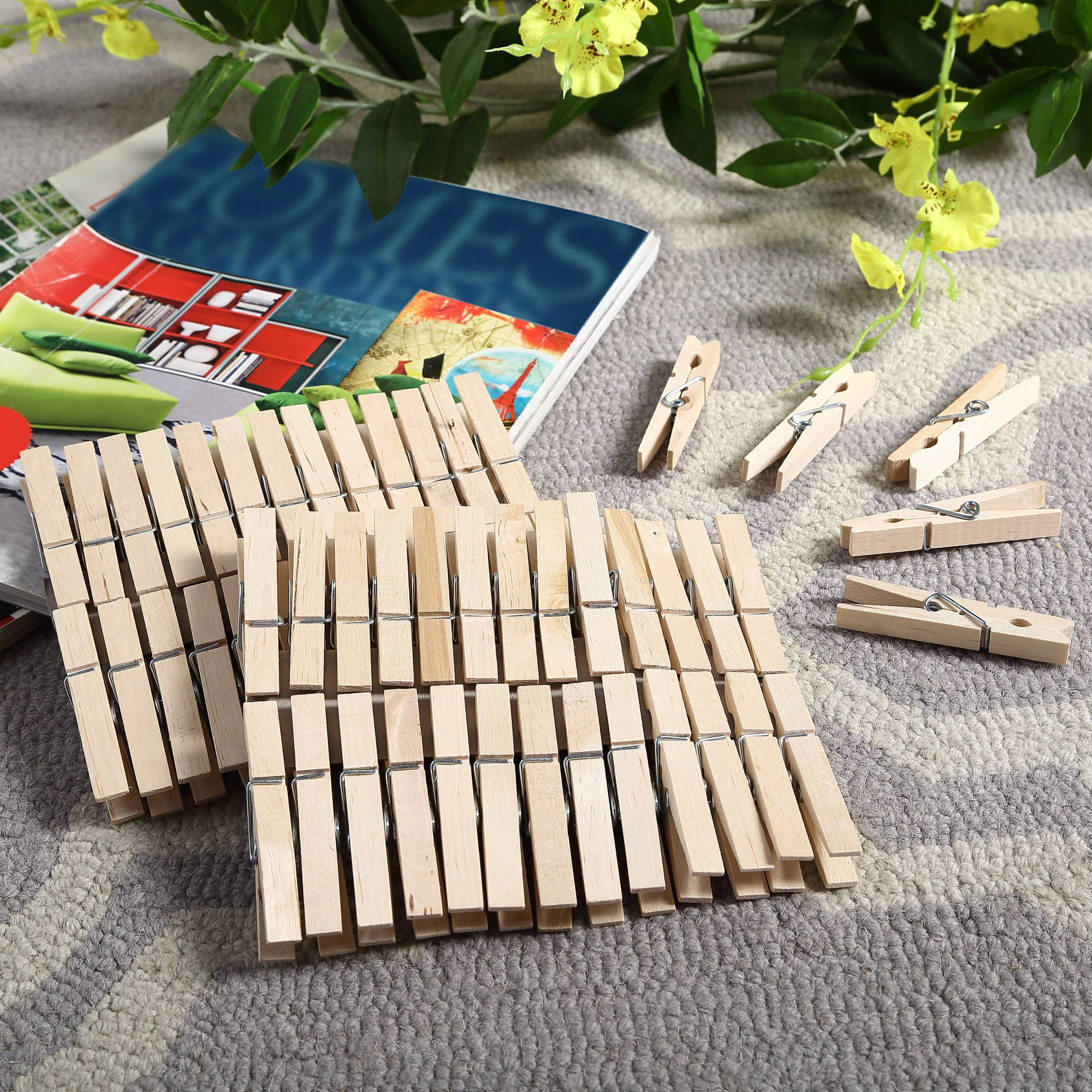 FINGOOO 1.4-inches Length Mini Wooden Clothespins,100 Pcs for Baby Clothes Pins, Clip Photo Holders