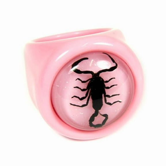 R0021-7 Riing Black Scorpion Pink Ring with Pink Background Size 7