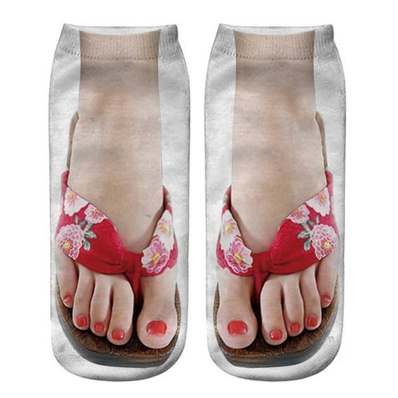 Multi-color Stockings 3D Pattern Manicure Print Socks Funny Hidden Running Socks Women Personalized
