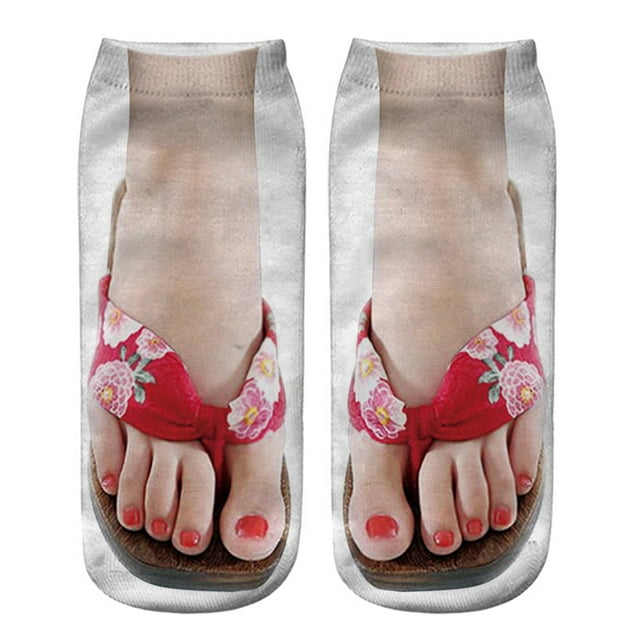 Kelon Stockings Clearance Polyester Long Socks 3D Pattern Manicure Print Socks Funny Hidden Running Socks Women Personalized