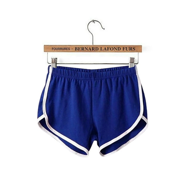 Fashnice Ladies Bottoms Color Stitching Short Pants Elastic Waist Mini  Trousers Sexy Gym Sports Shorts Blue L
