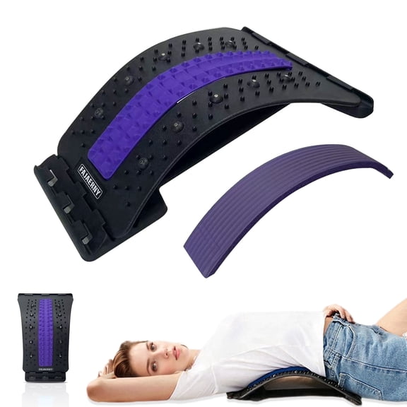 FAJAERNY 3-Level Back Stretcher with NBR Silicone Cushion, Lumbar Spine Stretch Board(Purple)