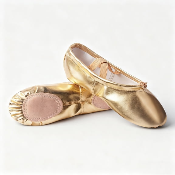 hengsof Girls Solid Color Drawstring Dance Shoes for Big Kids, Soft Sole Padded Practice Footwear, Ballet Performance Slippers