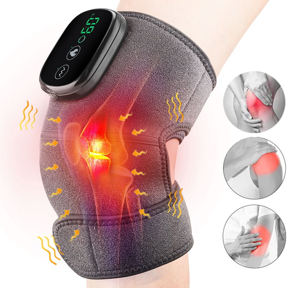 Heated Knee Massager Shoulder Brace, 3-In-1 Heated Vibration Knee Massager Elbow Shoulder Massager with 3 Temperature Modes & 3 Vibrational Modes for Knee Injury,Joint Pain,Cramps,Muscle Pain Relief