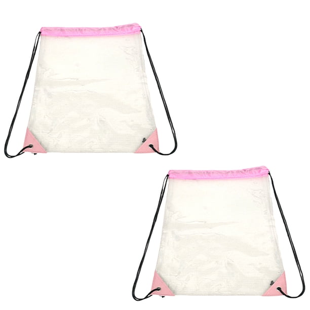 2 piezas de bolsa de cordón transparente de PVC, mochila con cordón impermeable, bolsa de almuerzo transparente, mochila pequeña transparente para estadios y eventos deportivos