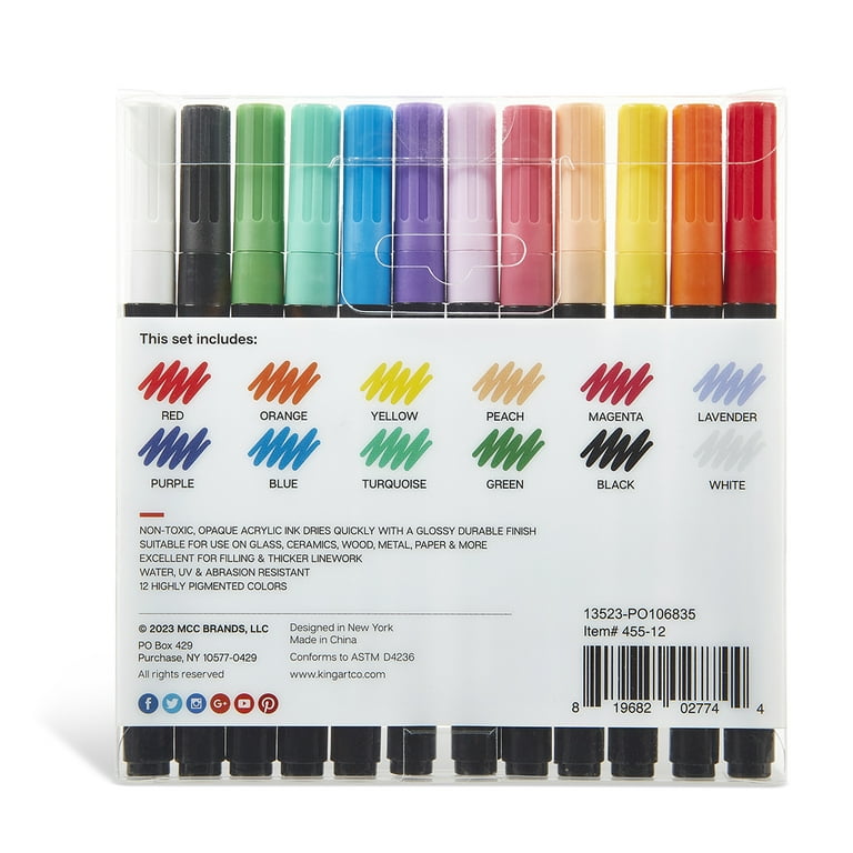 PENGUIN ART SUPPLIES 12 Colors Fine Tip Acrylic Paint Pens - 1 Count (Pack  of 1), 1 Count (Pack of 1) - King Soopers