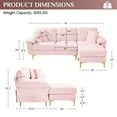 thumbnail image 3 of Wiilayok Velvet Modular Sectional Sofa,L Shaped Sectional Sofa Couch with Ottoman&Gold Legs,Comfy 3 Seater Sofa for Living Room Bedroom Apartment(Pink, 91" L Shaped), 3 of 11