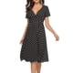 thumbnail image 2 of SAYOO Vestido con cuello en V para mujer con temperamento, falda a media pierna con dobladillo ancho y cintura elástica SAYOO Moda, 2 of 10