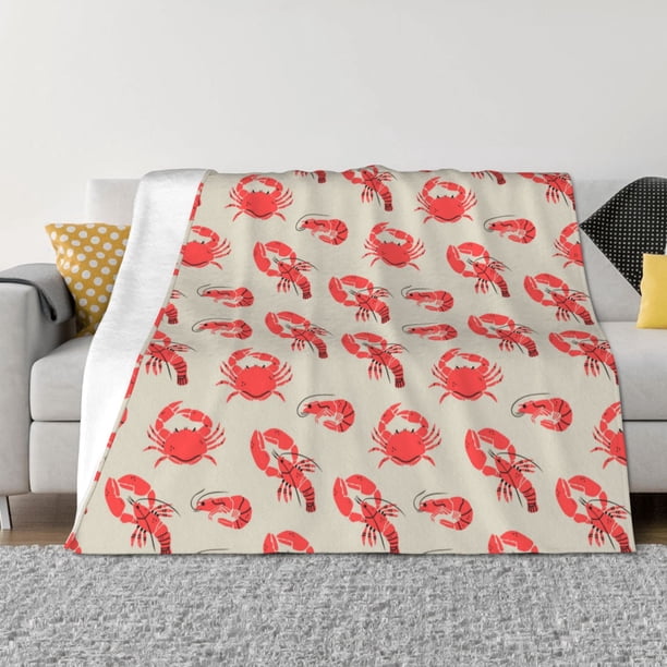 Fotbe Crab Lobster 1 Manta de Franela con Estampado, Manta Ultrasuave para Cama, Sofá, Auto, Hipoalergénica y Antibolitas-80"x60"