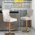 thumbnail image 3 of Beige Velvet Swivel Bar Stools Set of 4 with Upholstered Back, Adjustable Counter Height Barstools, Bar Chairs for Home Bar Kitchen Island Pub Restaurant (4 Pcs, Beige), 3 of 12