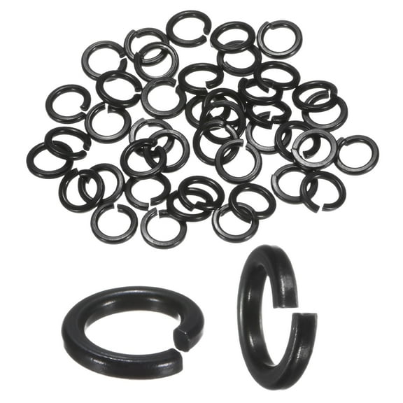 Uxcell 50-Pack Spring Lock Washer, M5 Stainless Steel Electroplating Black Coating Elastic Gasket Screw Fasteners