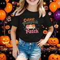 thumbnail image 2 of IWRICH Girls Cutest Pumpkins in the Patch T-Shirt Halloween Short Sleeve Crew Neck Tees,Size 2-13 Years Black 120, 2 of 4