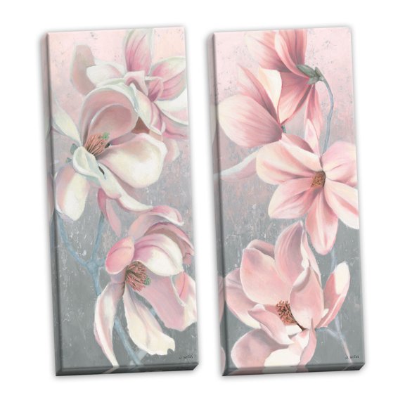 Gango Home Decor Contemporary Sunrise Blossom I & Sunrise Blossom II by James Wiens (Ready to Hang); Two 12x24in Hand-Stretched Canvases