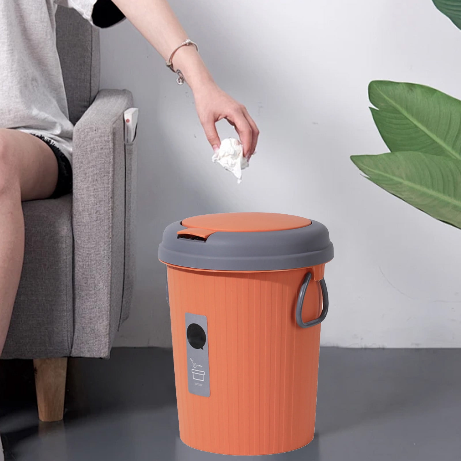 Bwiyojiz Kitchen Utensils Bathroom Trash Can Large Capacity 6L Living Room Round Thickened, Gifts for Friend, Orange