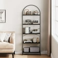 thumbnail image 3 of Sunvasagoo 5-Tier Arched Bookshelf w/ Steel Shelf, Adjustable Feet&Anti-Tip Straps, MDF, Black, 3 of 9