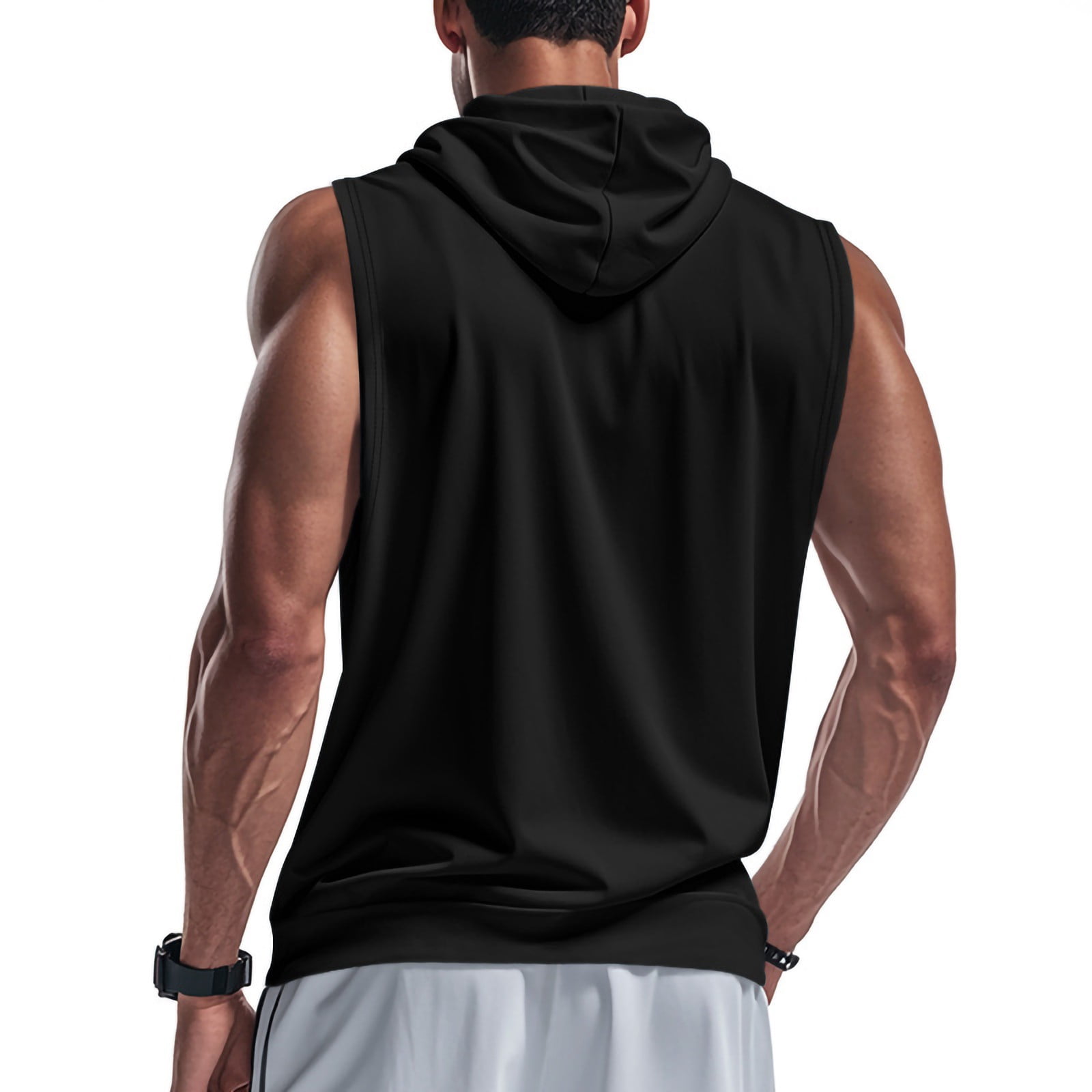 Men's Hooded Zipper Cardigan 60% Cotton 40% Linen Sleeveless Vest Quick Dry Breathable Workout Running Bodybuilding Casual Gym Outdoor Sports Beach | Zenithor,Black M