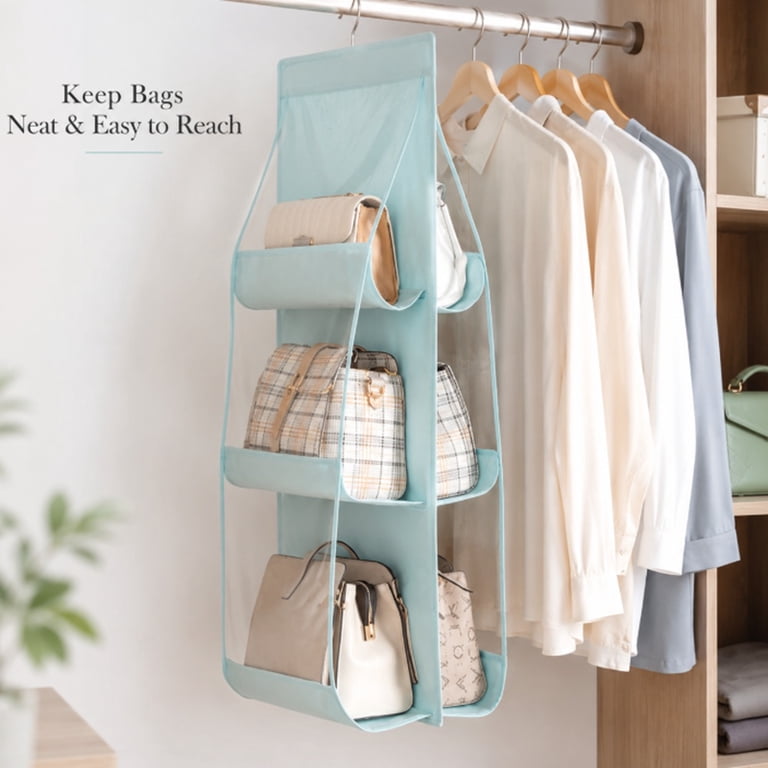 6 Pocket Hanging Handbag Organizer, Closet Bag Storage Holder for
