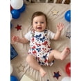 thumbnail image 4 of BemeyourBBs Toddler Baby Girl Boy 4th of July Overalls Outfit Patriot Independent Day Summer Clothes Bib Overalls Shorts Star Bow American Flag Camo Adjustable Strap Jumpsuit with Pockets, 4 of 9