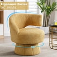 thumbnail image 4 of Round Swivel Chair,Modern Accent Chair,Comfy Barrel Chair,Fuzzy Teddy Upholstered Armchair for Living Room,Bedroom,Office,Waiting Room (Yellow), 4 of 18