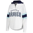 thumbnail image 2 of Women's G-III 4Her by Carl Banks White/Deep Sea Blue Seattle Kraken Goal Zone Long Sleeve Lace-Up Hoodie T-Shirt, 2 of 3