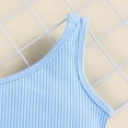 thumbnail image 3 of Vedolay Girls Summer Ribbed One Shoulder Belt Waist Solid Color Jumpsuit,Light Blue 12-18 Months, 3 of 5
