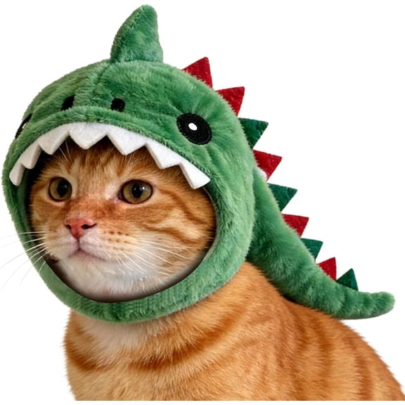 Cute Dinosaur Cat Hat Costume - Adjustable Pet Cosplay Headwear | Funny Kit | Costumes Kittens Props for Puppy Bunny Cosplay Photography Halloween Christmas Easter Winter