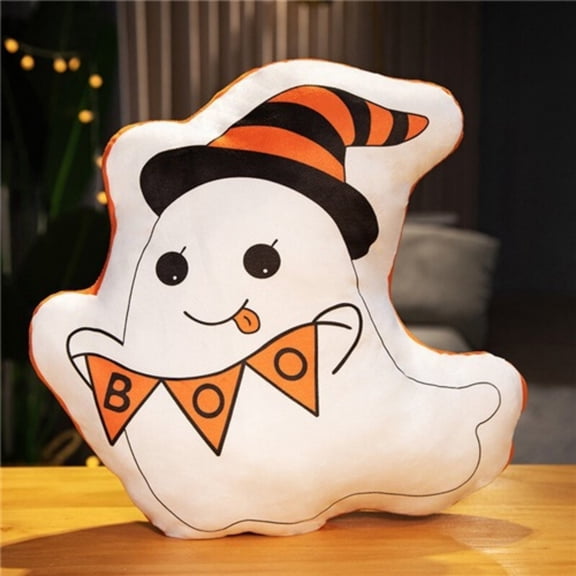 Shaped Soft Throw Pillow With Ghost Pumpkin Skull Prints Fluffys Cushion For Sofa Bed Couch Indoor Autumns Interior Ornament Use Halloween Decorations