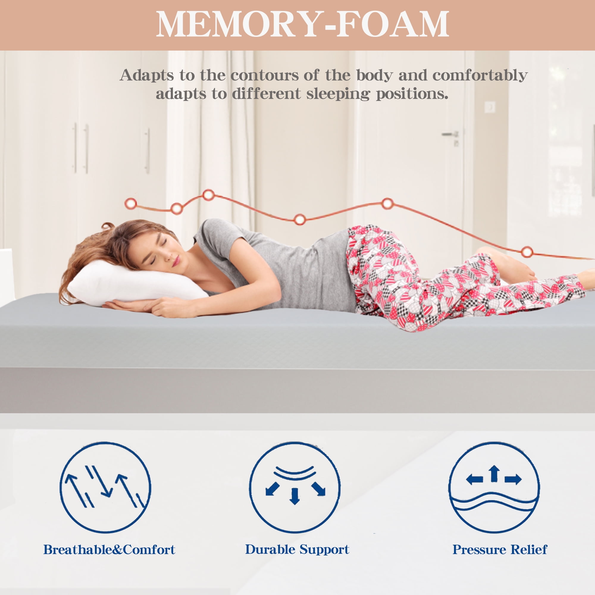 CL.HPAHKL 5 inch Full Size Mattress, Gel Memory Foam Mattress in a Box, Medium Comfort