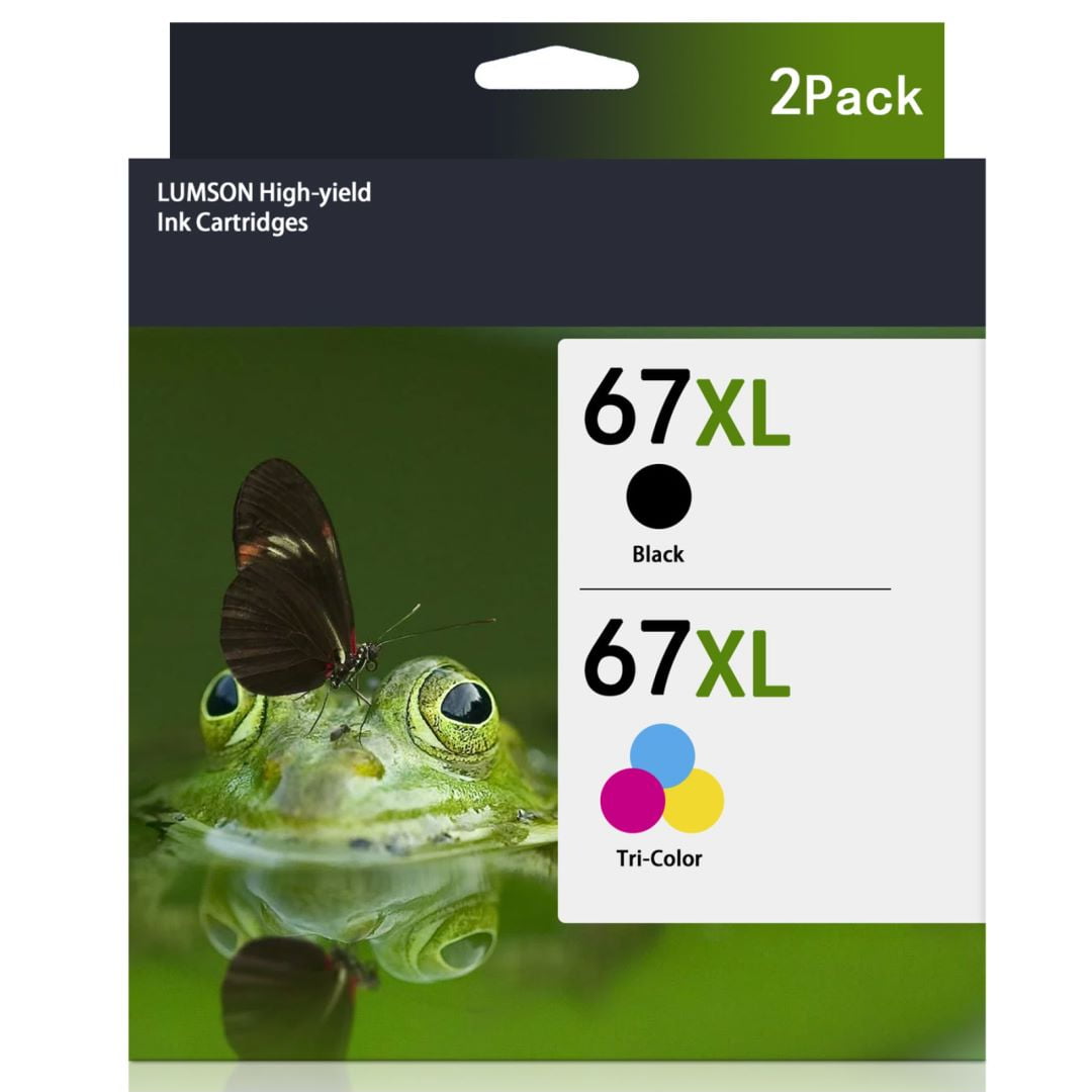 67xl Ink Cartridges 2 Pack (Black, TriColor) Replacement for HP Envy 6055 6055e 6400e 6455e