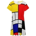 thumbnail image 3 of Piet Mondrian Abstract Art Short Sleeve Dress Women Summer Evening Dresses Ladies Sundress, 3 of 7
