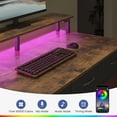 thumbnail image 3 of Greenstell 47" Computer Desk with Built-in Outlets & LED, 3-Drawer Office Desk with Monitor Stand, Rustic Brown, 3 of 7
