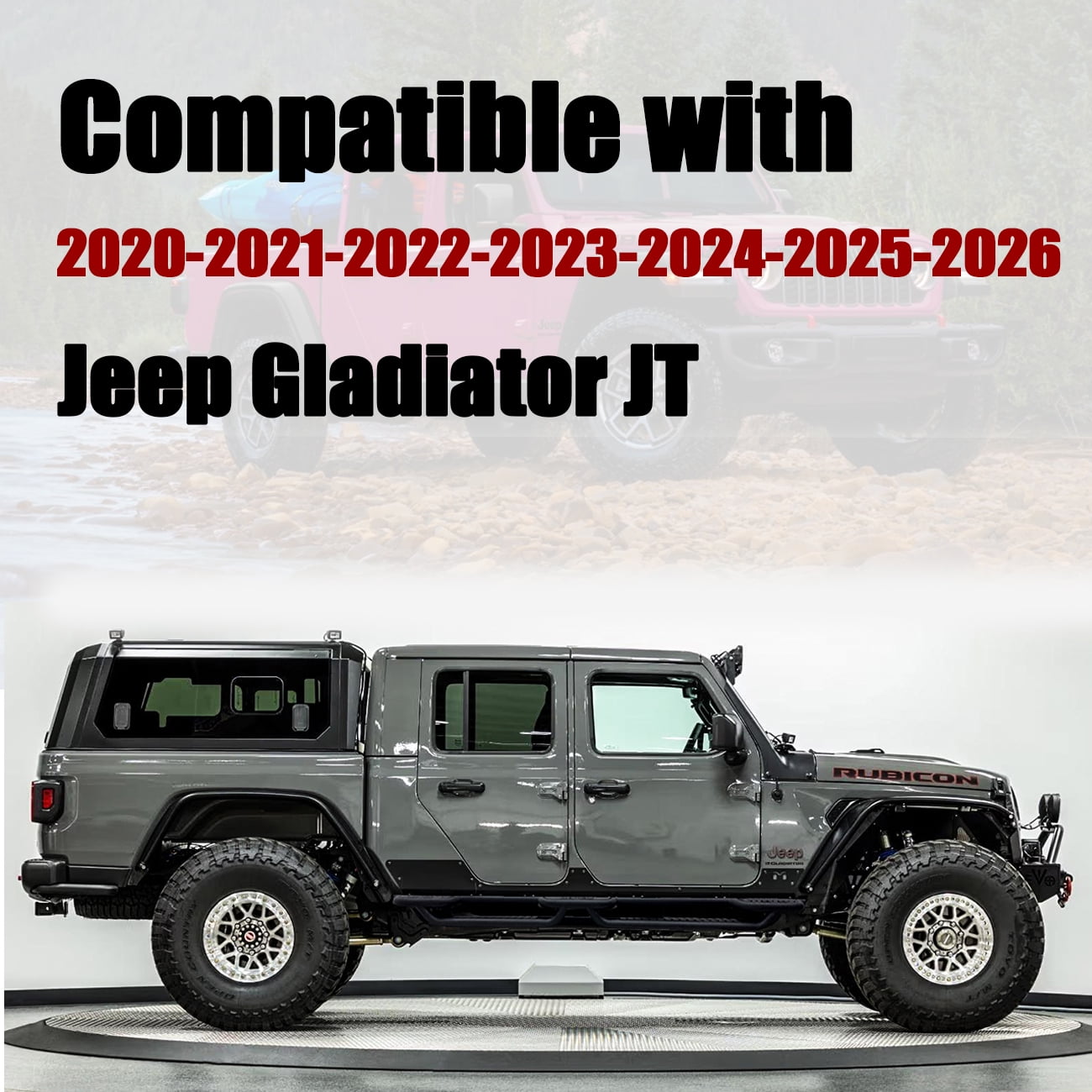 Vijay Running Boards Compatible with 2020-2021-2022-2023-2024-2024-2025-2026 Jeep Gladiator JT Crew Cab 4-Door Bolt-on A Pair Side Steps Rails Steel Nerf Bars