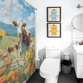 thumbnail image 5 of Farmhouse Highland Cow Funny Cattle And Flower Waterproof Polyester Quick-Drying Shower Curtain for Bathroom with 12 Hooks, 5 of 8