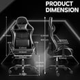 thumbnail image 2 of Ergonomic Gaming Chair with Footrest for Adults Big and Tall Leather Computer Desk Chair with Headrest Adjustable Lumbar and Armrest 400LBS Load Swivel Video Game Office Chair, Black, 2 of 7