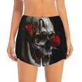 thumbnail image 2 of Gaeub Realistic Rose Skull Print Women's Athletic Shorts,High Waisted Running Shorts,Pocket Sporty Short,Gym Elastic Workout Shorts-X-Large, 2 of 7