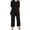 A-Black327, variant on Womens 3 Piece Outfits Long Sleeve Open Front Cardigans Cropped Pants & crewneck tees spring travel vacation airport matching sets