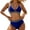 Blue, variant on Women High Waisted Bikini Sets Tummy Control Swimsuits Color Block Two Piece Drawstring Bathing Suit - Blue - XL