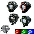 thumbnail image 2 of 125W Motorcycle Headlight U7 LED Moto Driving Car Fog Spot Head Light Lamp Angel Eye Motor, 2 of 5